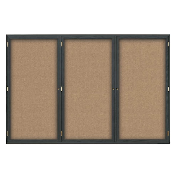 United Visual Products Open Faced Traditional Rounded Corkboard UV639ARC-SATIN-FORBO - main